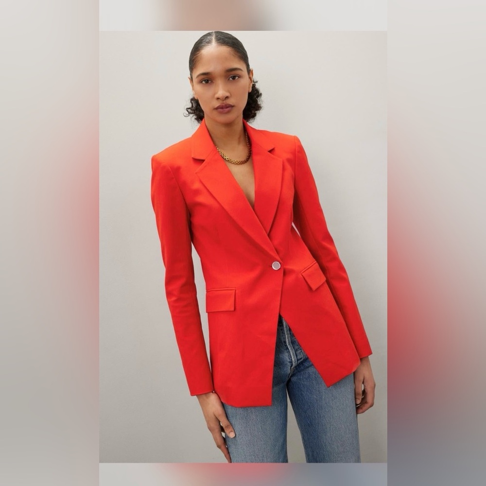 10 Crosby Derek Lam Vibrant Red Single-Button Blazer
